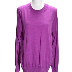 Banana Republic Extra Fine Merino Wool Sweater‎ Womens XL Purple Crewneck Knit